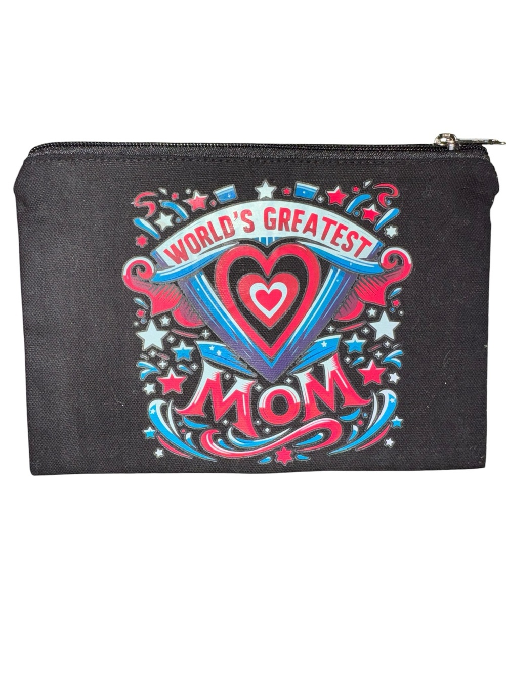 World's Greatest Mom Black Zip Pouch